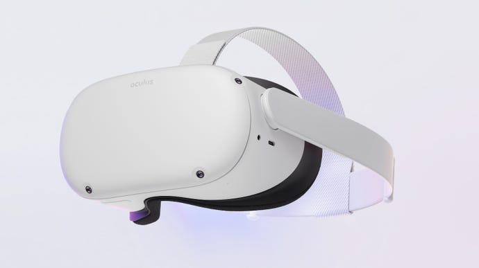 Headset Oculus Quest 2 dengan latar belakang putih