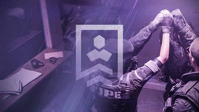 Purple-tinted image of people in tactical gear raising their fists together. Used to promote Rainbow Six Siege's new reputation system