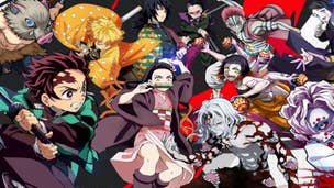 Artwork showing Demon Slayer characters taken from mobile game Rage of Demon King.