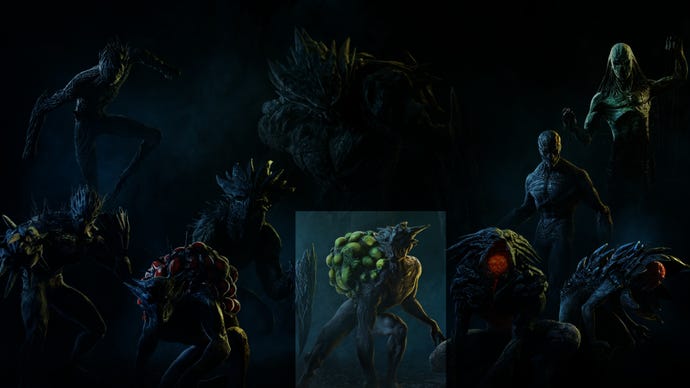 An image of the various enemy types in Rainbow Six Extraction, with the Bloater enemy highlighted.