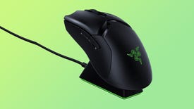 razer viper ultimate gaming mouse on its charging dock