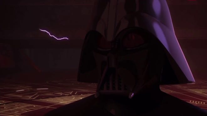 Still image from Rebels featuring Darth Vader