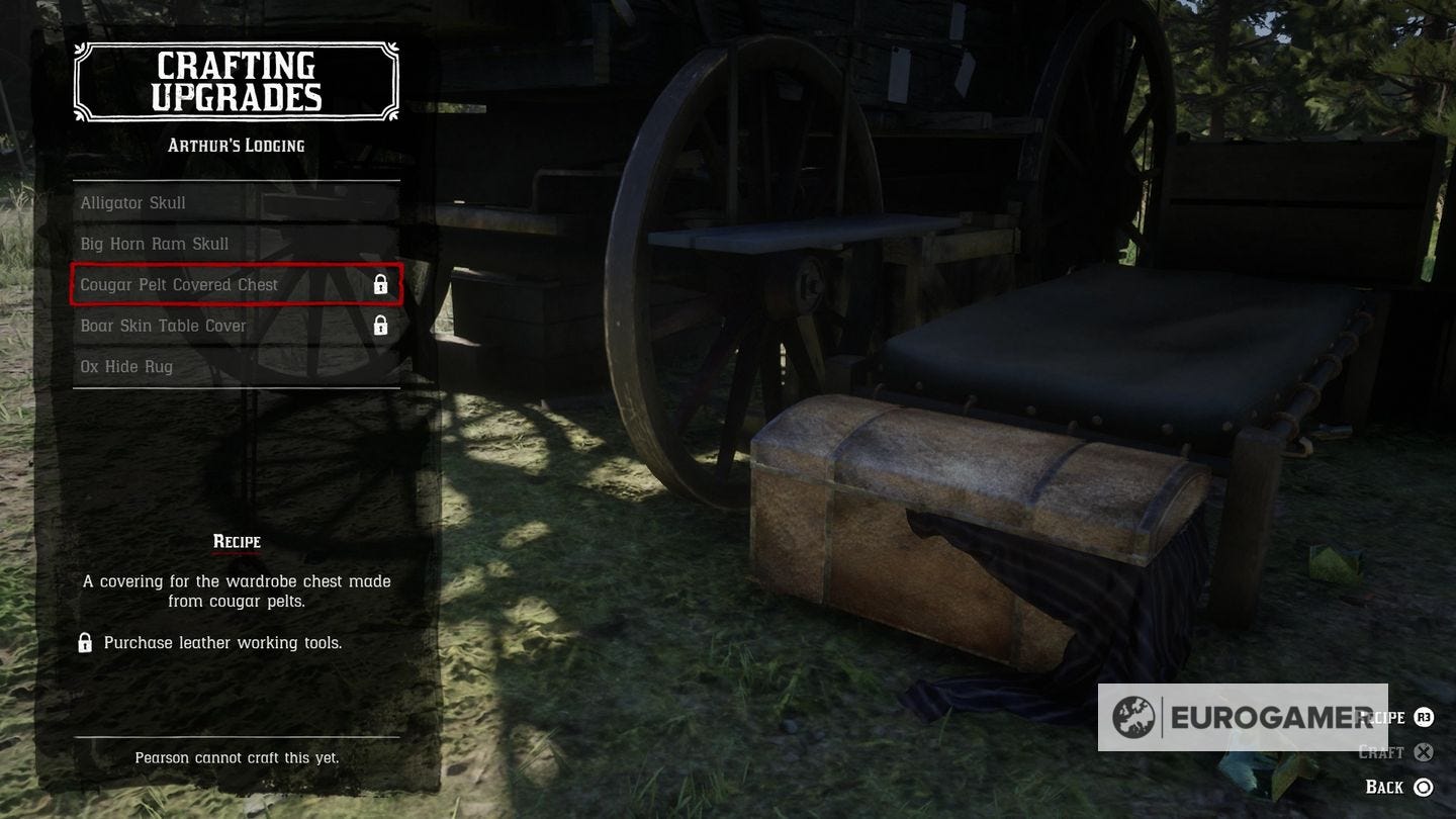 Red Dead Redemption 2 camp upgrades list, how to get Leather Working