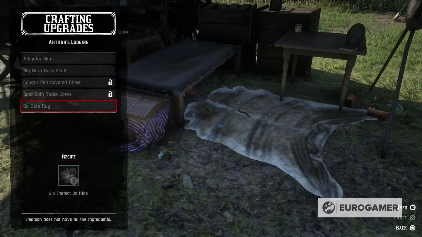 Red Dead Redemption 2 camp upgrades list, how to get Leather Working