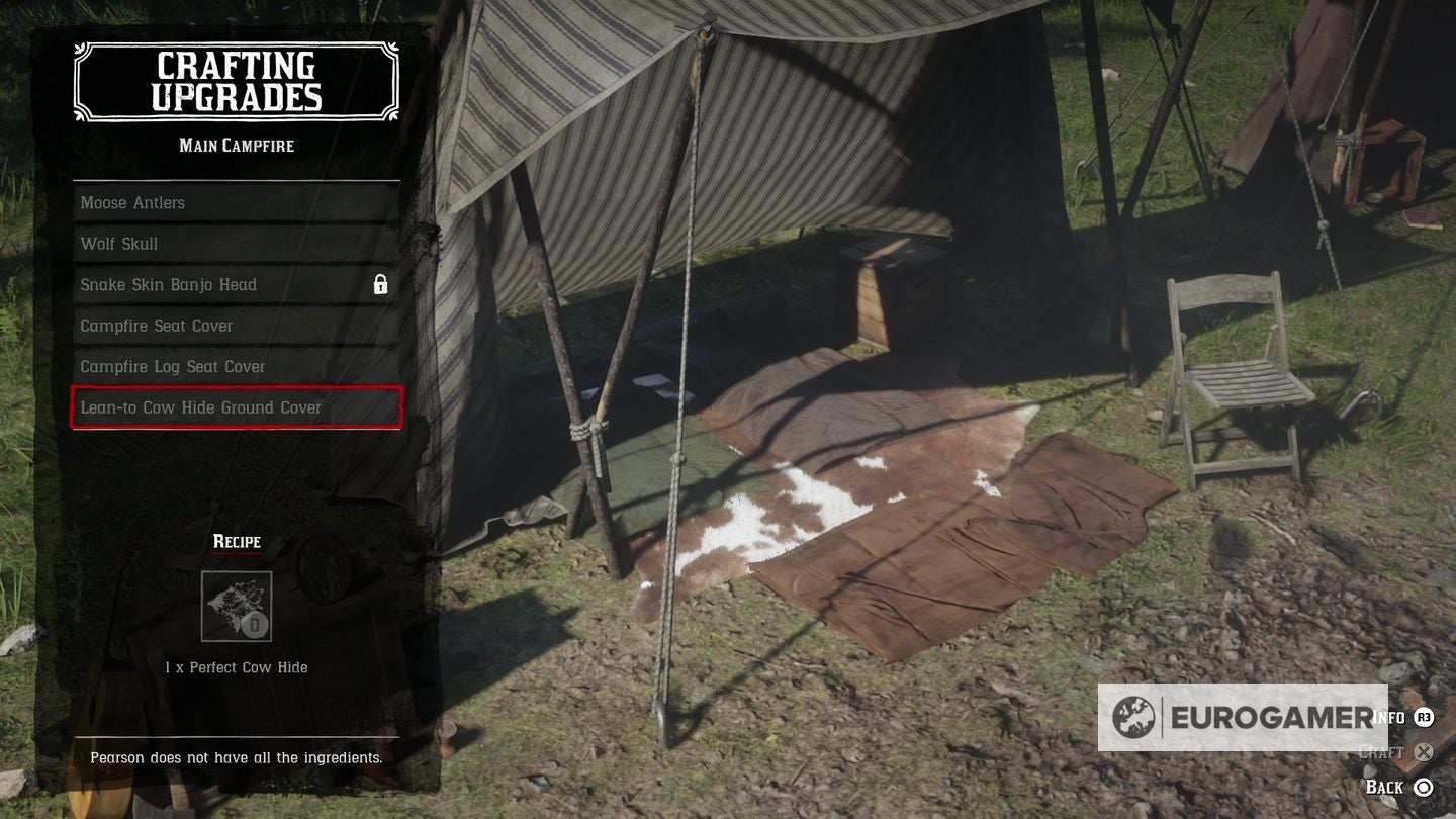 Red Dead Redemption 2 camp upgrades list, how to get Leather Working