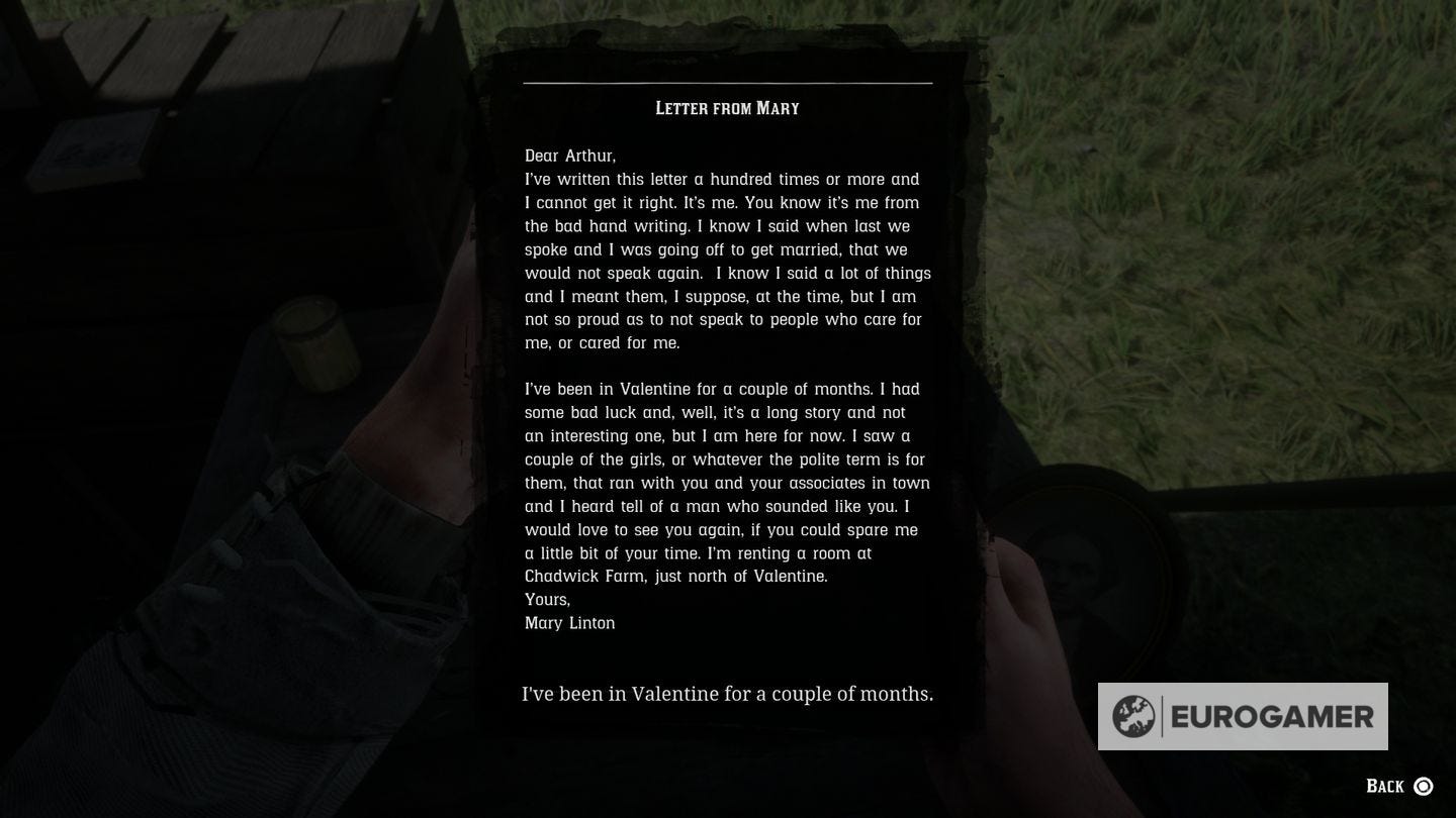 Letters In Rdr Red Dead Redemption 2 - We Loved Once and True | Eurogamer.net