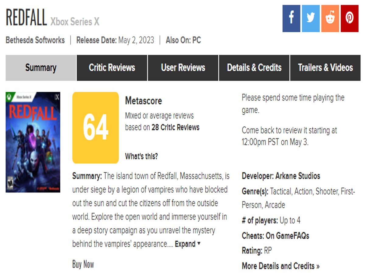 Redfall: Erste Tests + Metacritic im Überblick - Oh oh, das sieht nach  Mittelmaß aus