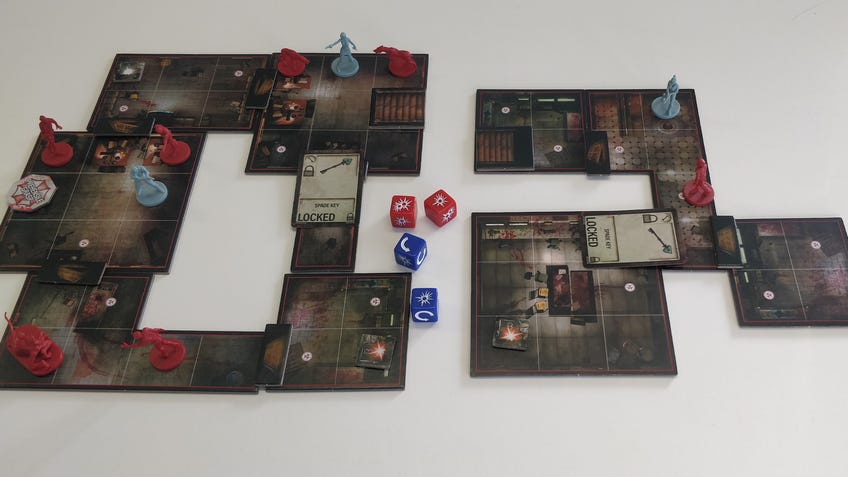 An image of the board laid out for Resident Evil 2: The Board Game.
