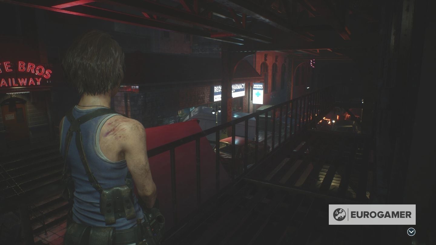 Resident Evil 3 Fire Hose location to put out the fire with the Fire