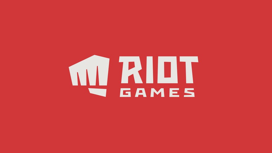 O imagine a logo -ului Riot Games, care arată text alb care se referă