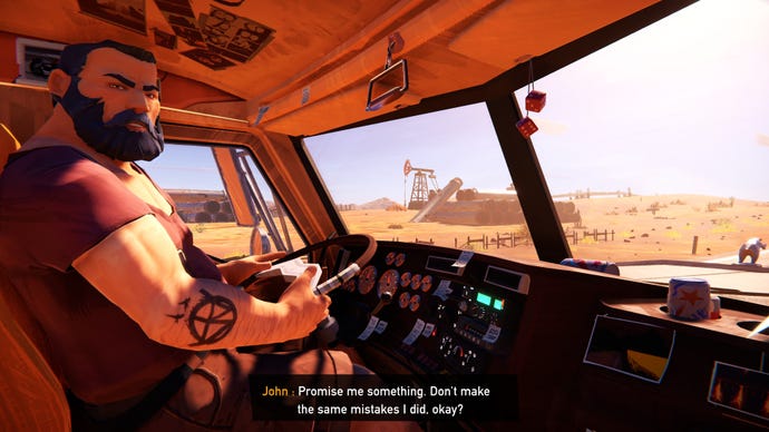 Road trip chat in a Road 96 screenshot.