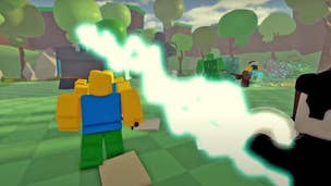 Characters fighting in the popular Roblox tower defense game Blox Royale.