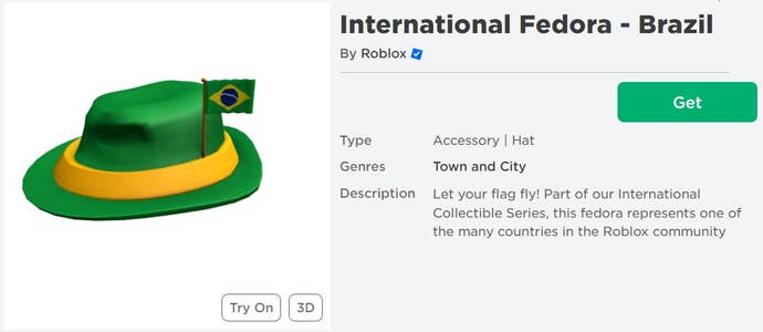 با مضمون Roblox International Fedora با مضمون برزیل