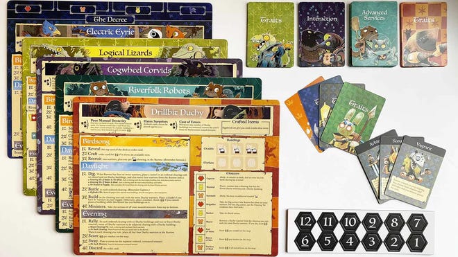 An image of the components for Root: The Clockwork Expansion 2