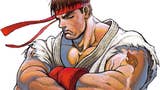 Street Fighter hero Ryu, in illustrated form, arms folded, looking rather unhappy actually. Or as though he's fallen asleep standing up. Who knows!