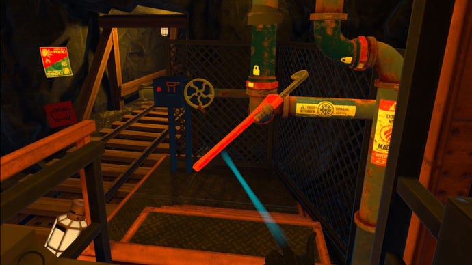 Using a wrench on a pipe puzzle in I Expect You To Die 3