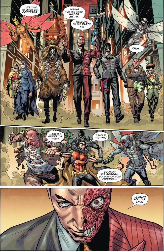 Two-Face leads an army of supervillains