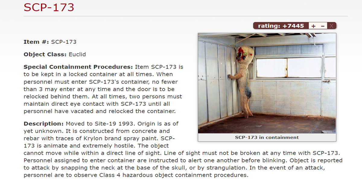 Clearance Level 2 Item # SCP-173 SP Secure. Contain. Protect. Special  Containment Procedures: Item SCP-173