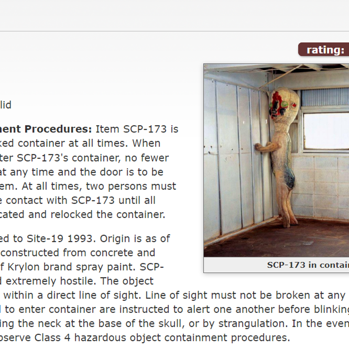 Iconic Internet monster SCP-173 is losing its look