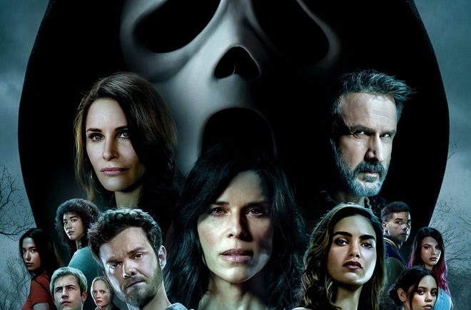Cropped Scream poster featuring cast of characters