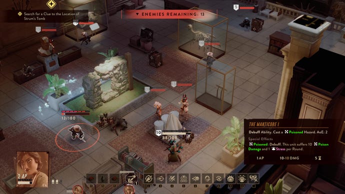 Several enemies surround the player inside a museum in The Lamplighters League