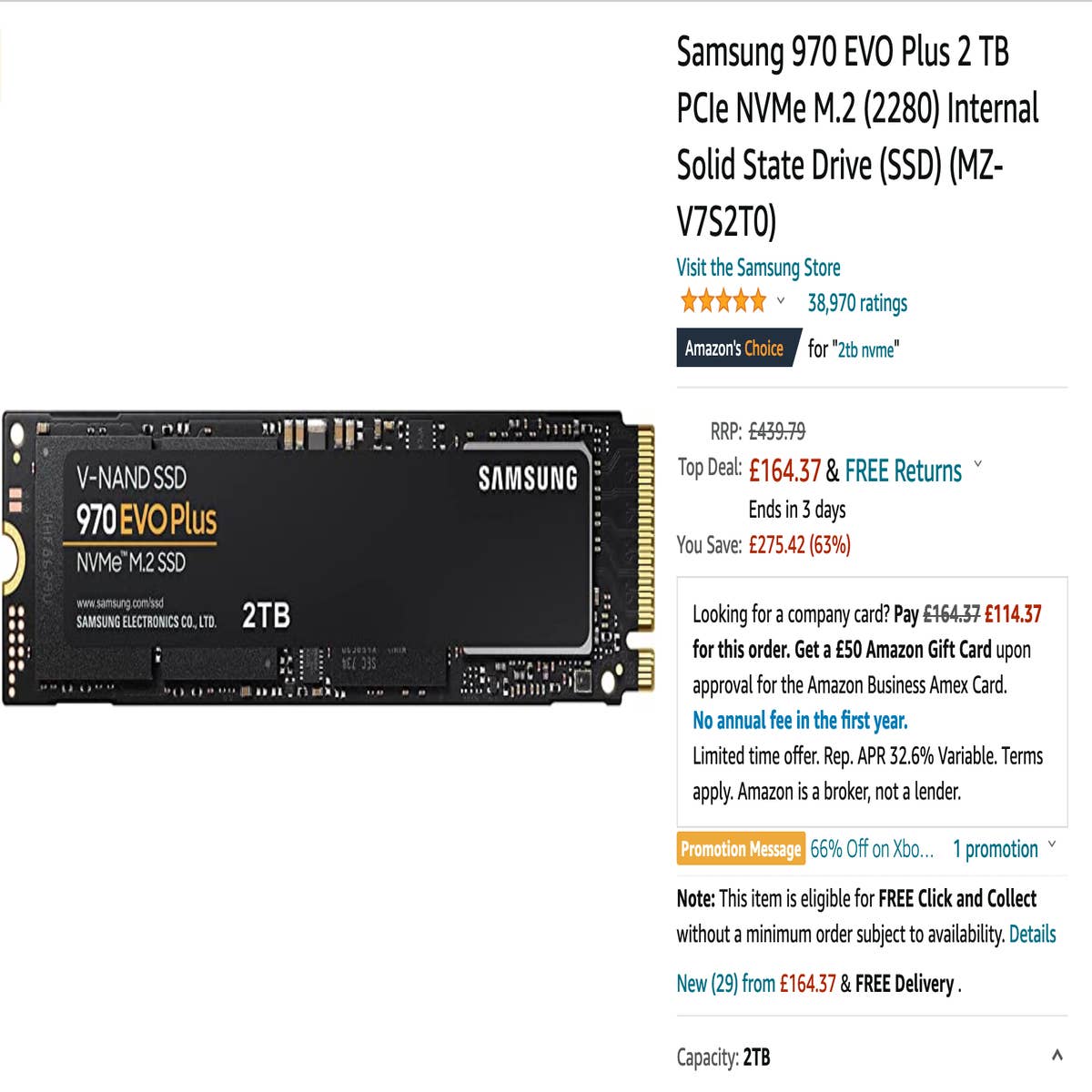 Samsung SSD 970 EVO Plus NVMe M.2 2280 1 TO