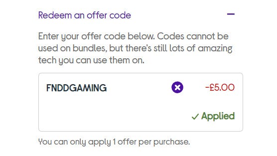 a screenshot showing the FNDDGAMING code applied