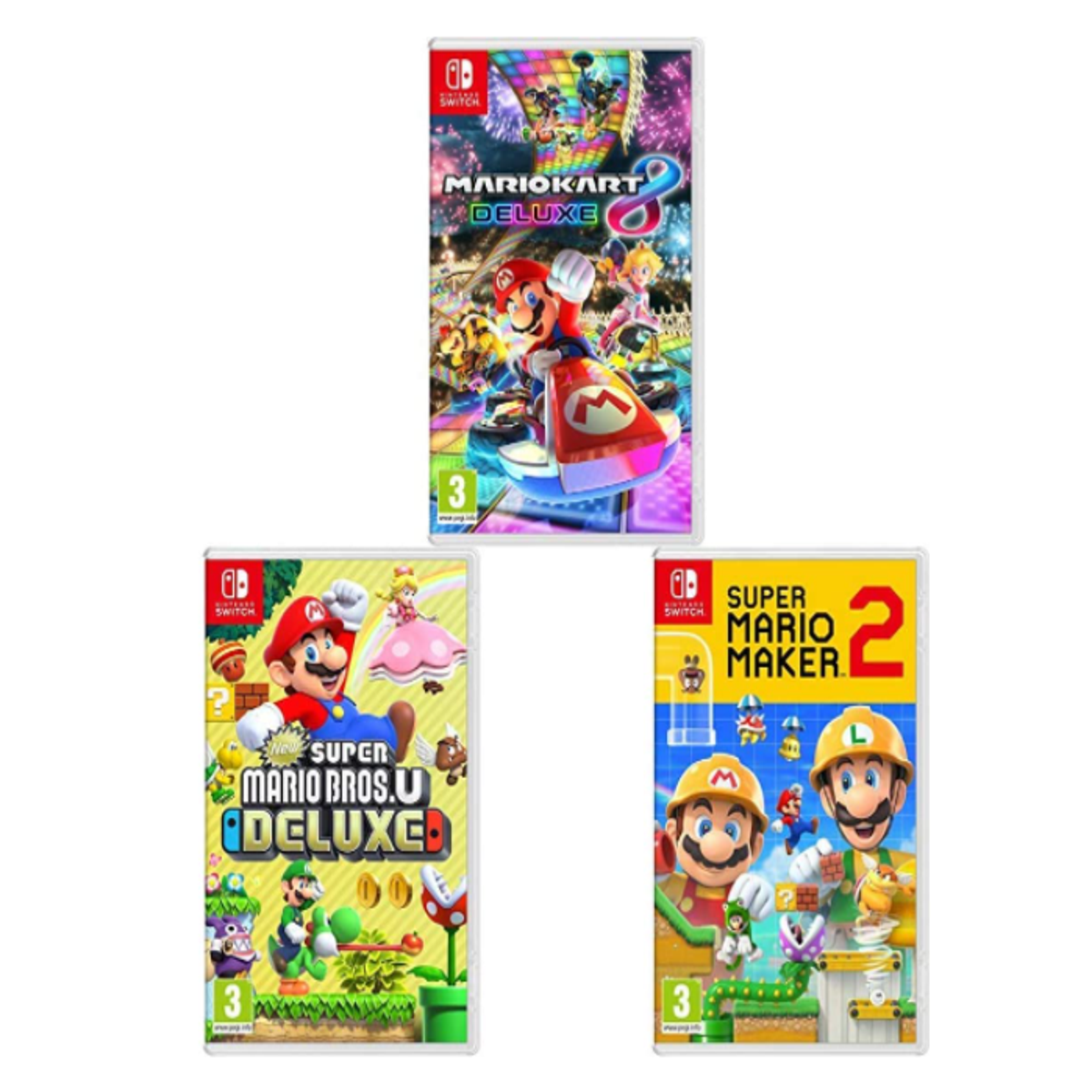 New Super Mario Bros. U Deluxe + Mario Kart 8 Deluxe - Two Game Bundle -  Nintendo Switch (European Version) : Video Games 