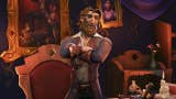 Guybrush Threepwood, newly bearded mighty pirate, stands with his arms crossed in the Governor's Mansion.