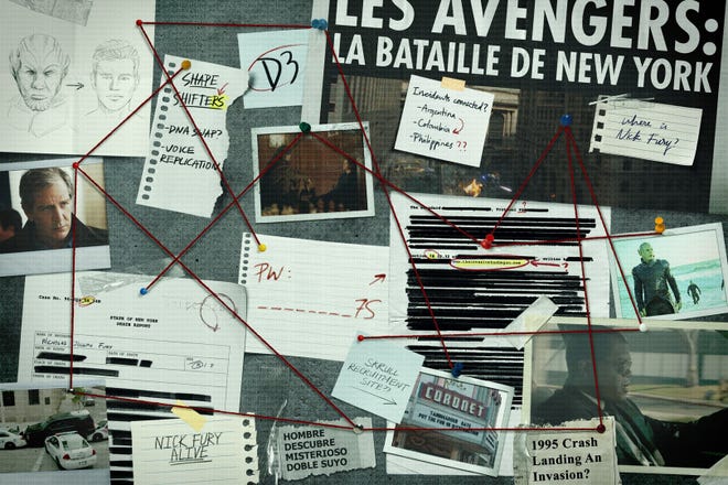 A promotional image puzzle featuring notes on a corkboard connected with string