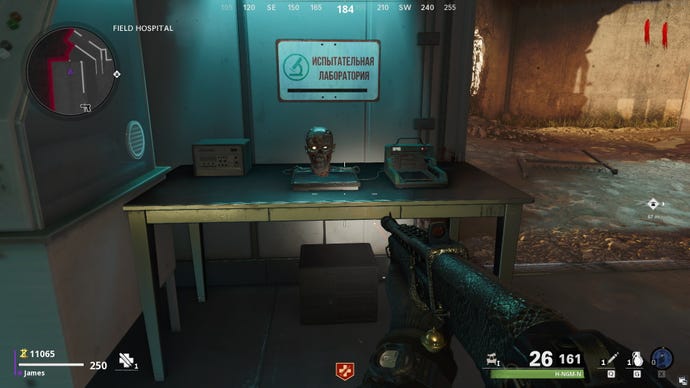 Sergei's head sits on a plate on the desk