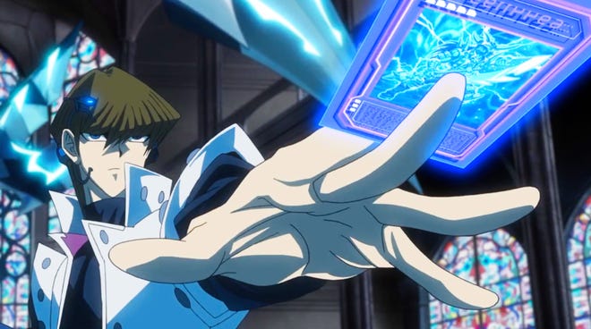 Seto Kaiba summoning a monster in the film Yu-Gi-Oh! The Dark Side of Dimensions