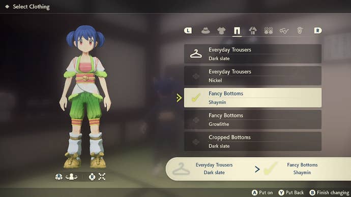Pokemon Legends: Arceus character wearing the Shaymin Kimono Set