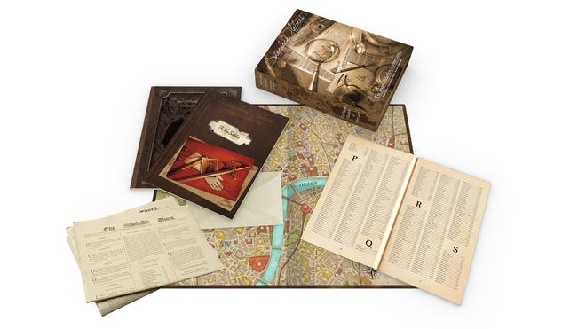 Sherlock Holmes: Consulting Detective - Thames Murders & Other Cases co-op board game box and components