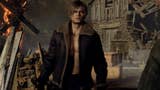 Leon Kennedy in his signature leather jacket but with no shirt on underneath