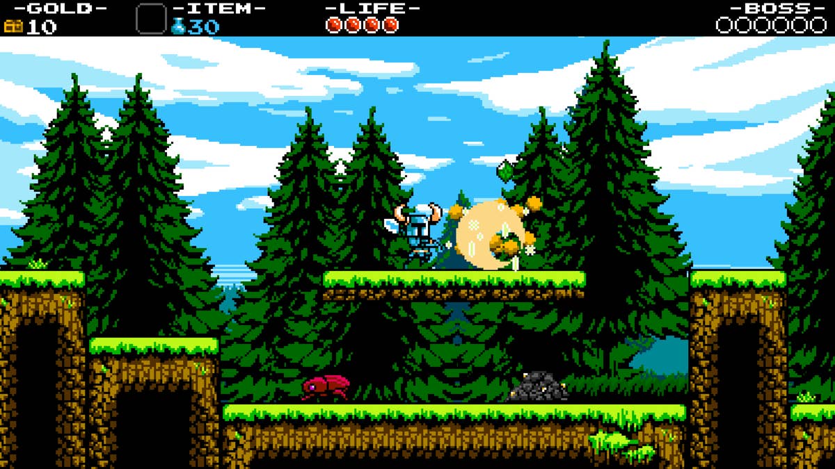 Shovel Knight: Dig é um jogo de plataformas vertical em que tens