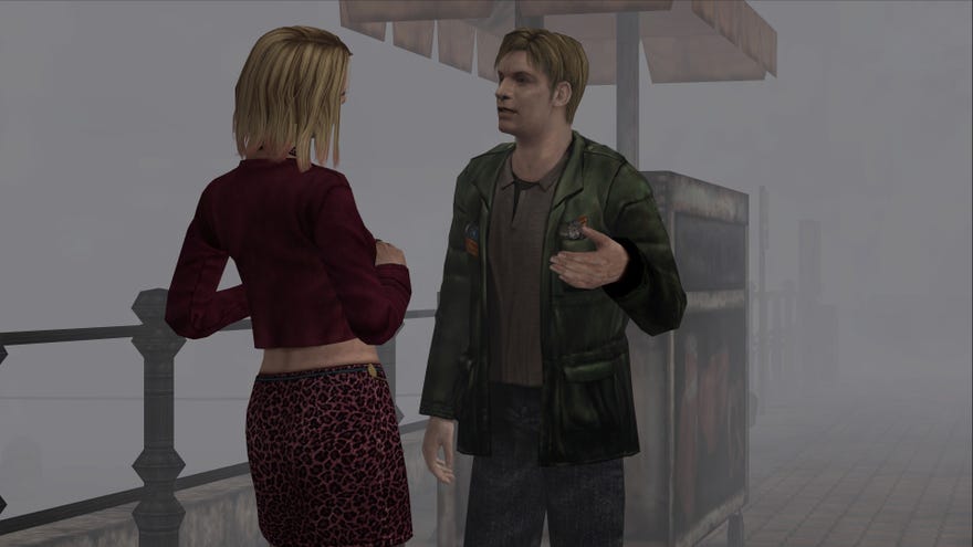 Maria and James talking in a screenshot from Silent Hill 2's Enhanced Edition mod.