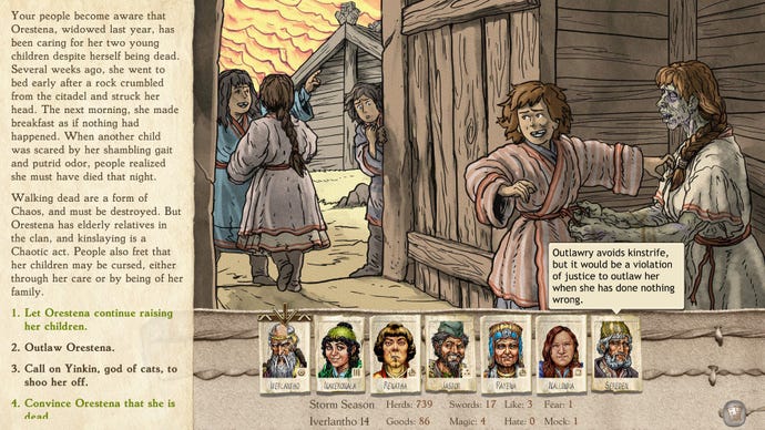 A quandary in Six Ages 2, as it appears a woman has come back from the dead as a zombie in order to care for her two children