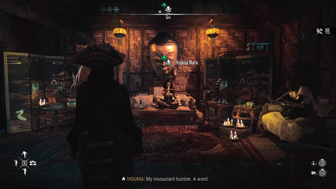 A mysterious figure sits on a dimly lit chair in Skull And Bones.