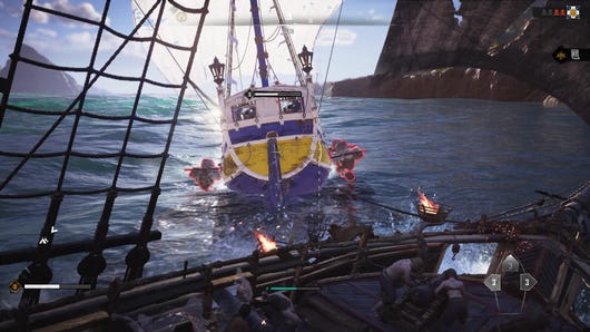 Firing at an enemy ship in Skull And Bones.