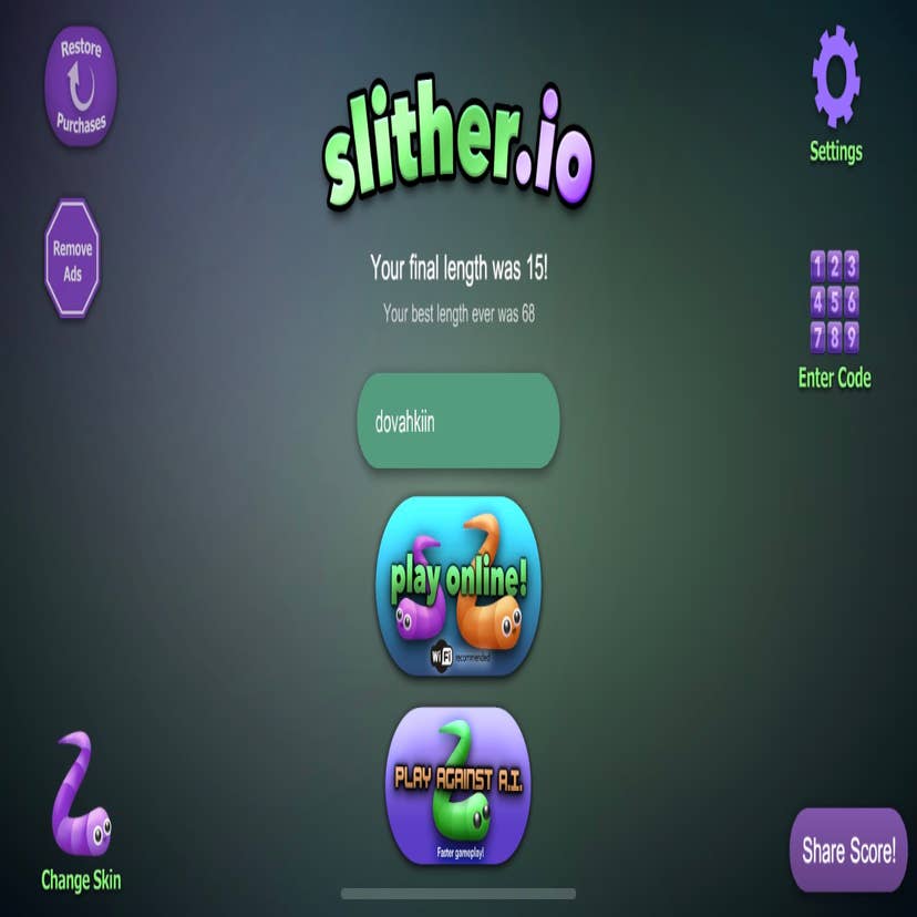 Bruh that's insane how do you need to put lots of codes to get the  invisible skin of that code!? : r/Slitherio