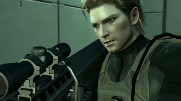 Johnny Sasaki holds a sniper rifle in Metal Gear Solid 4