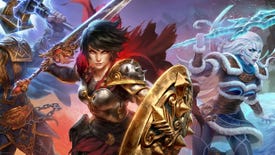 Smite - Bellona holds a shield and sword, ready to fight