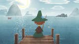 A Snufkin: Melody of Moominvalley screenshot showing Snufkin sat on a wooden dock, his back to the camera, while he fishes in a beautiful shimmering ocean.