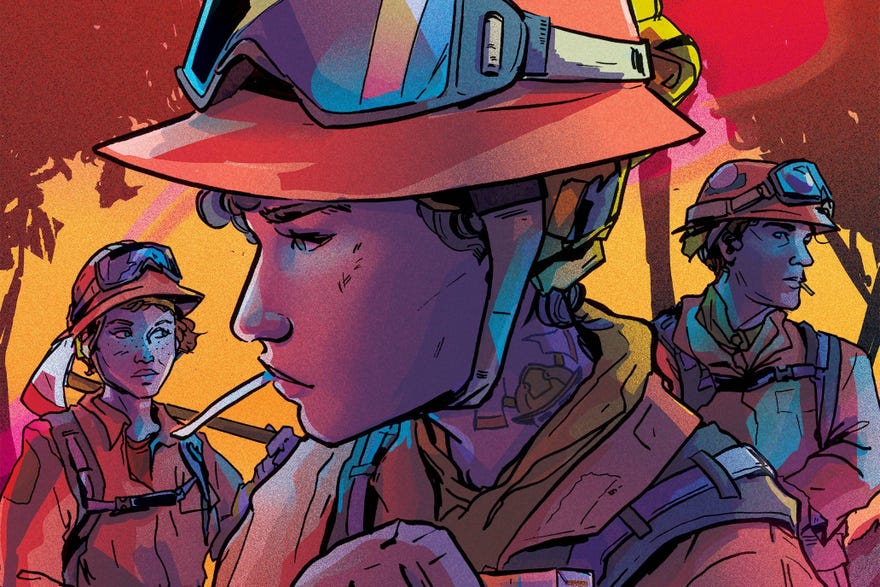 Dark Spaces: Wildfire cropped cover featuring firefighters