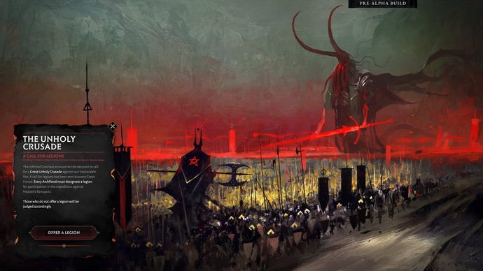 Artwork of an unholy crusade event from Solium Infernum (2023)