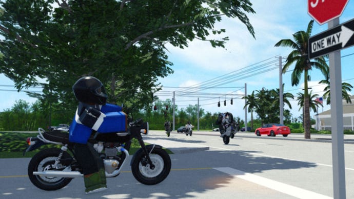 Roblox players on motorbikes in the life-simulation game Southwest Florida.