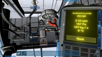 A small piston pump and its accompanying menu from Space Mechanic Simulator