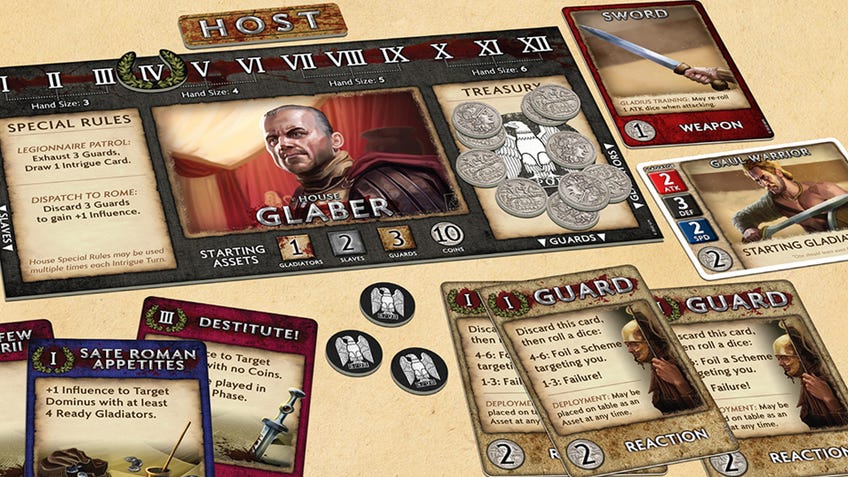 Spartacus: A Game of Blood and Treachery board game layout