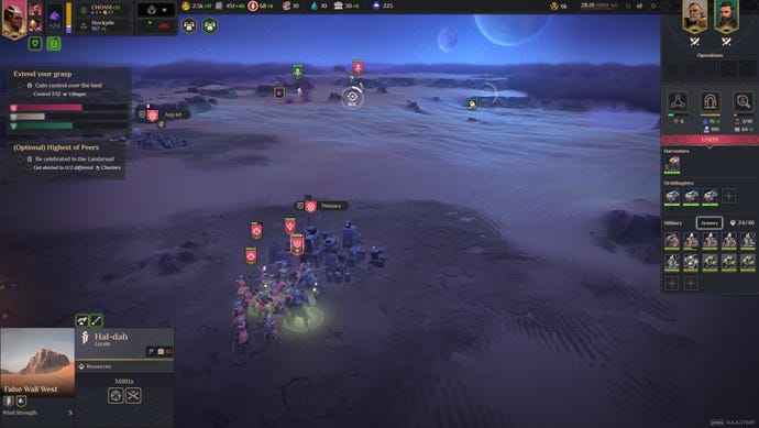 A night time desert scene in Dune: Spice Wars